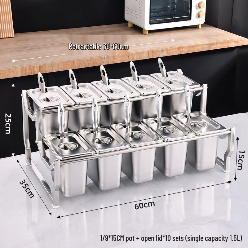 Commercial Stainless Steel Multi-Compartment Condiment Tray Set for Milk Tea Shop