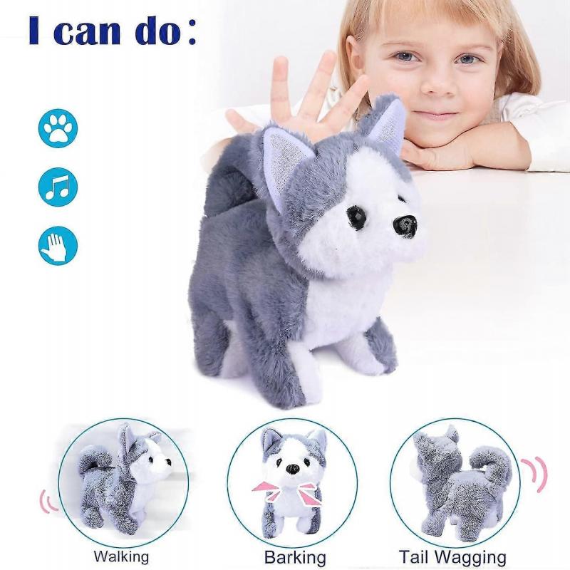Plush Husky Dog Toy Puppy Electronic Interactive Pet Dog - Walking, Barking, Tail Wagging, Stretching Companion Animal For Kids (husky Dog)