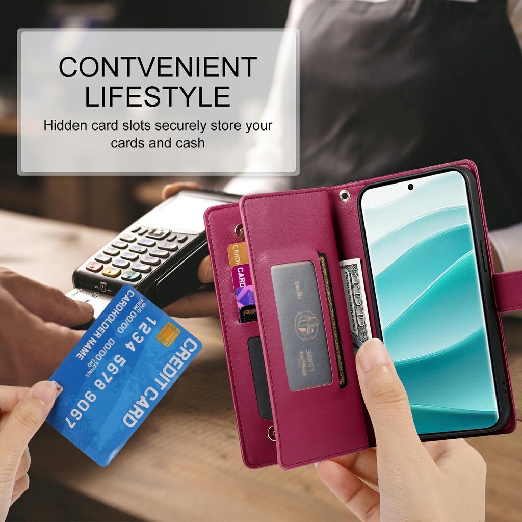 For Xiaomi Poco M8 5G/Redmi Note 15 5G (Global) Case Zipper Pocket Wallet Leather Phone Cover with Straps