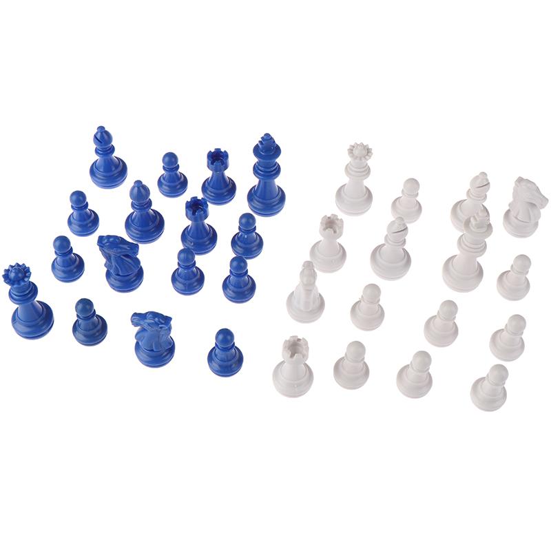 1Sada 32 ks Šachová sada Plastový PS materiál Modrá a bílá Středověké šachové hry pro dospělé Cestovní šachové figurky Hry Dětské hračky