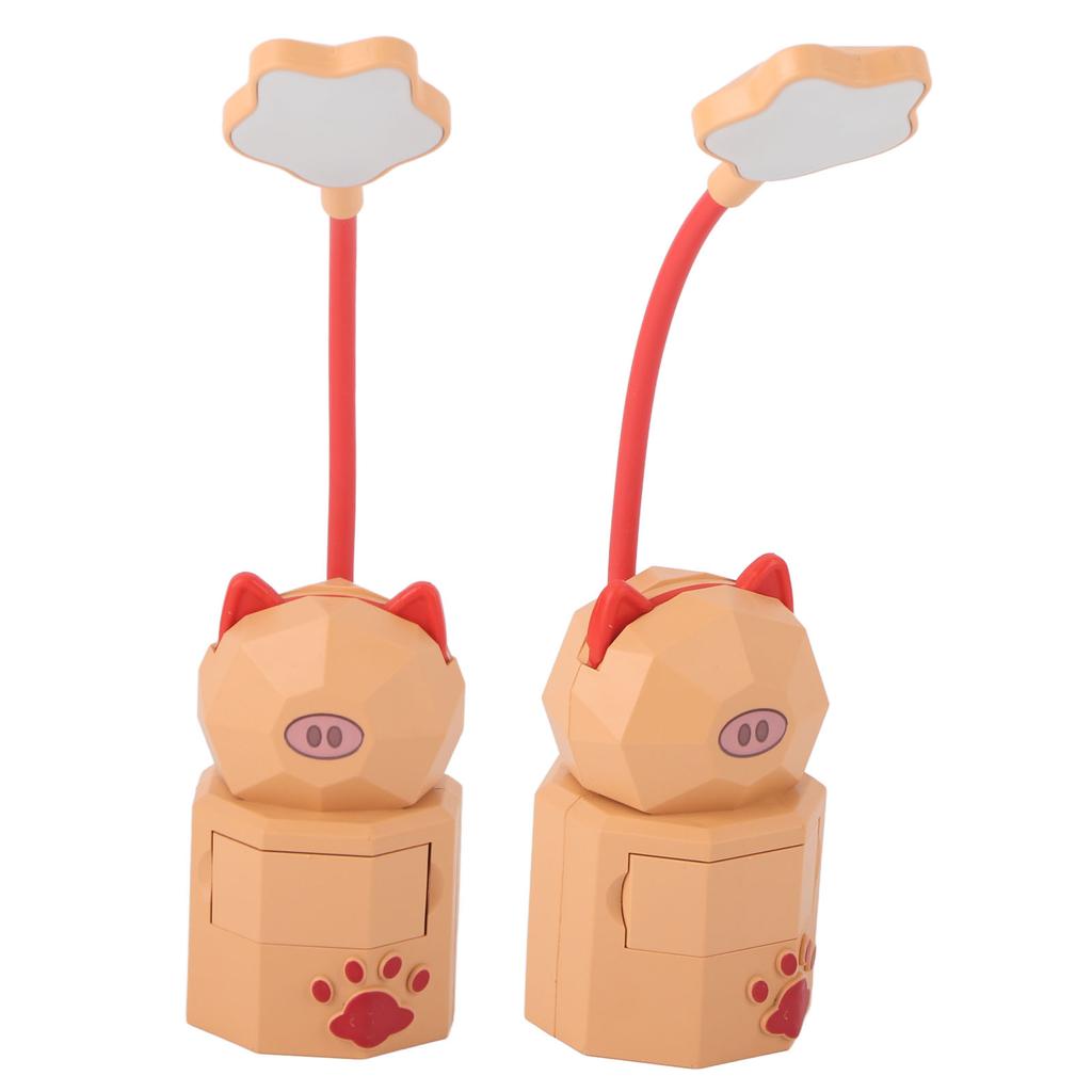 LED Cartoon Pig Shape Table Lamp Kids Eye Protection Reading Lamp USB Charging Night Light for Bedroom