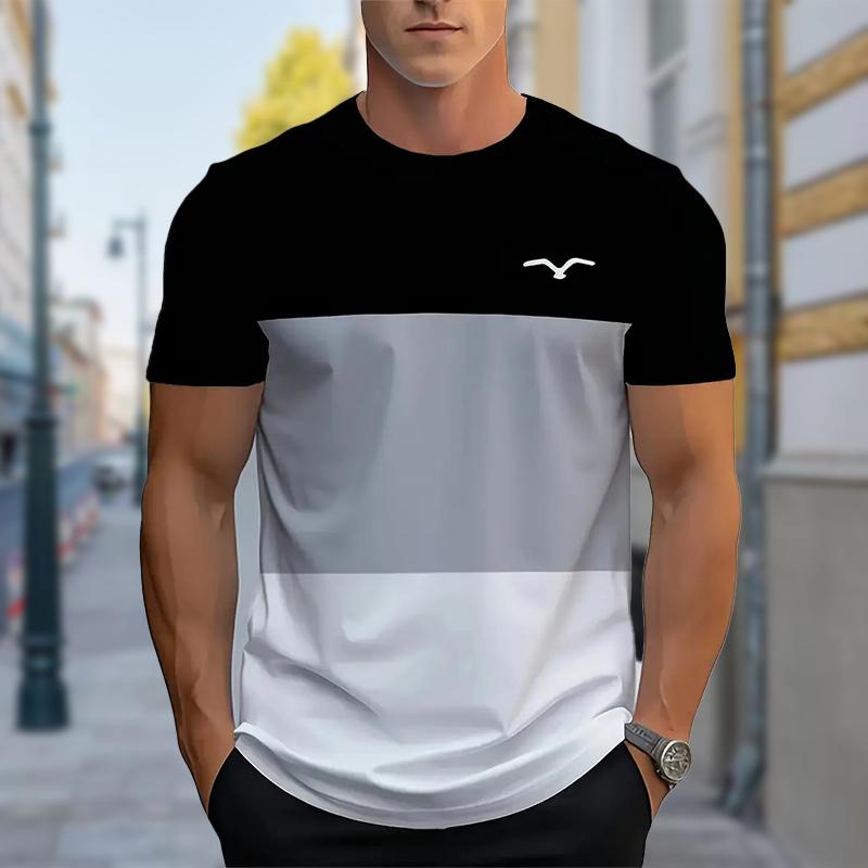 Nové letní pánské módní tričko Osobnostní montáž potištěné pánské tričko Top