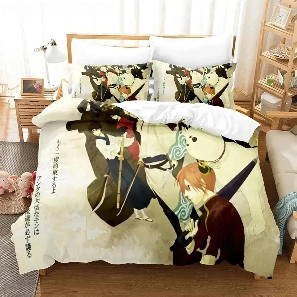 NEW 3D Anime Gintama Bedding Set Quilt Cover Pillowcases Single Double Full Queen King Kids Teens 3D Sakata Gintoki Duvet Cover