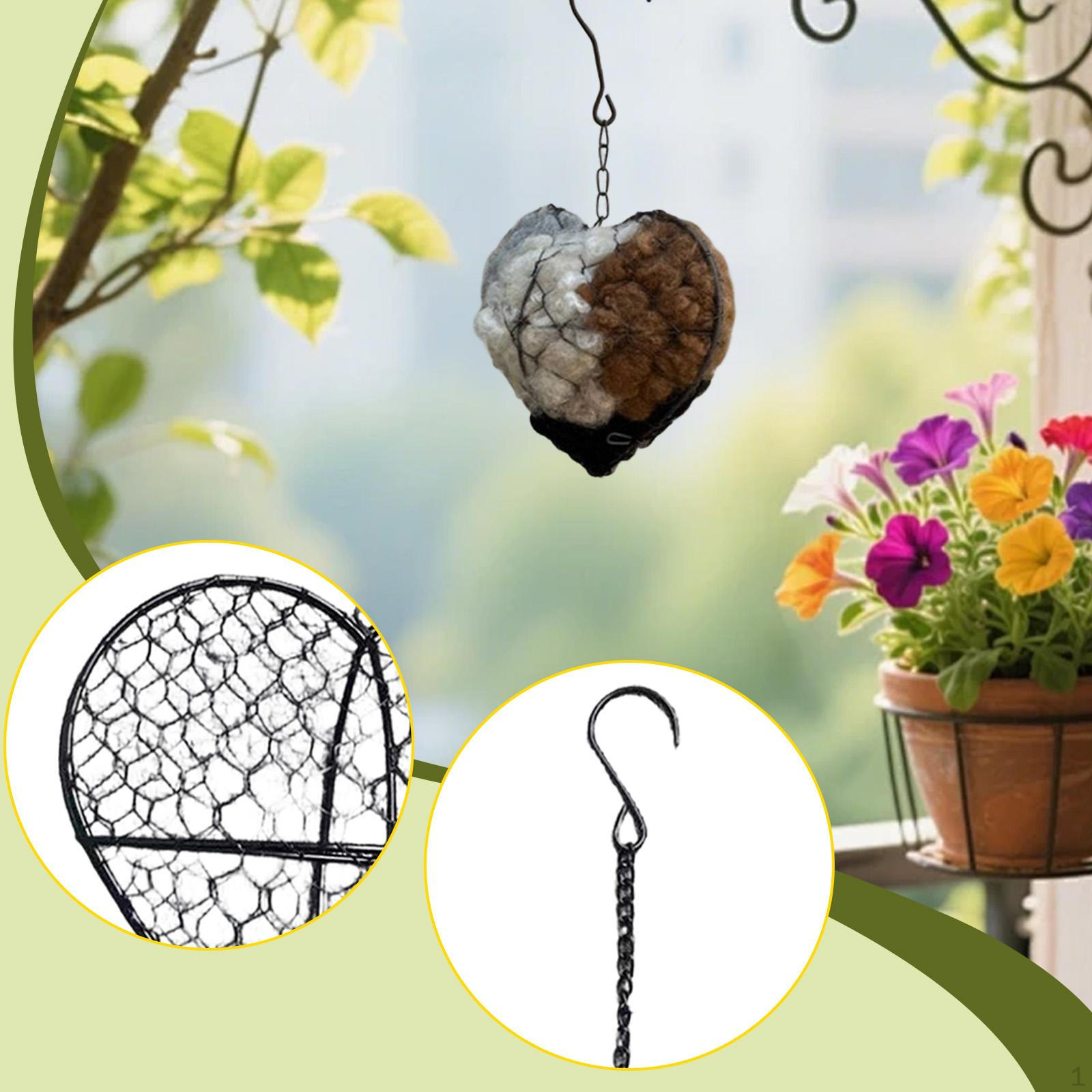 

Heart Shaped Hanging Planter Wire Wreath Frame Space Saving Floral Arrangement Cage Air Plant Holder