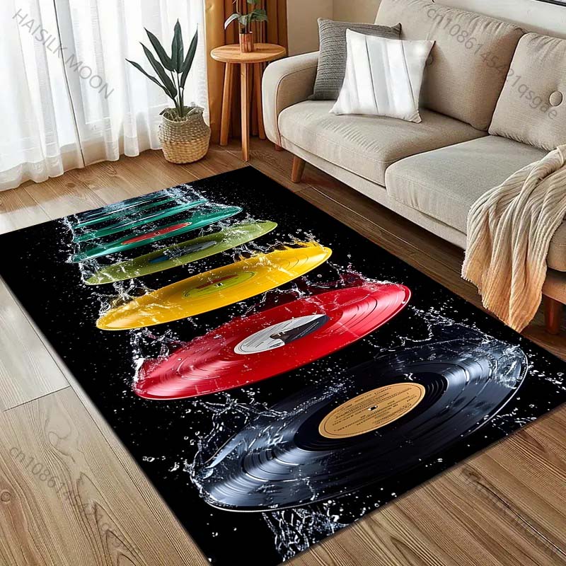 Vinyl Record Splash Print Carpet for Bedroom Living Room Bedside Sofa Floor Mat Modern Home Decor Area Rug Large Size