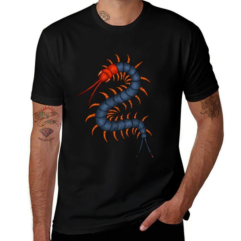 Red-Headed Centipede T-Shirt T Shirts with Prints T Shirts for Man Slim Fit T-Shirt
