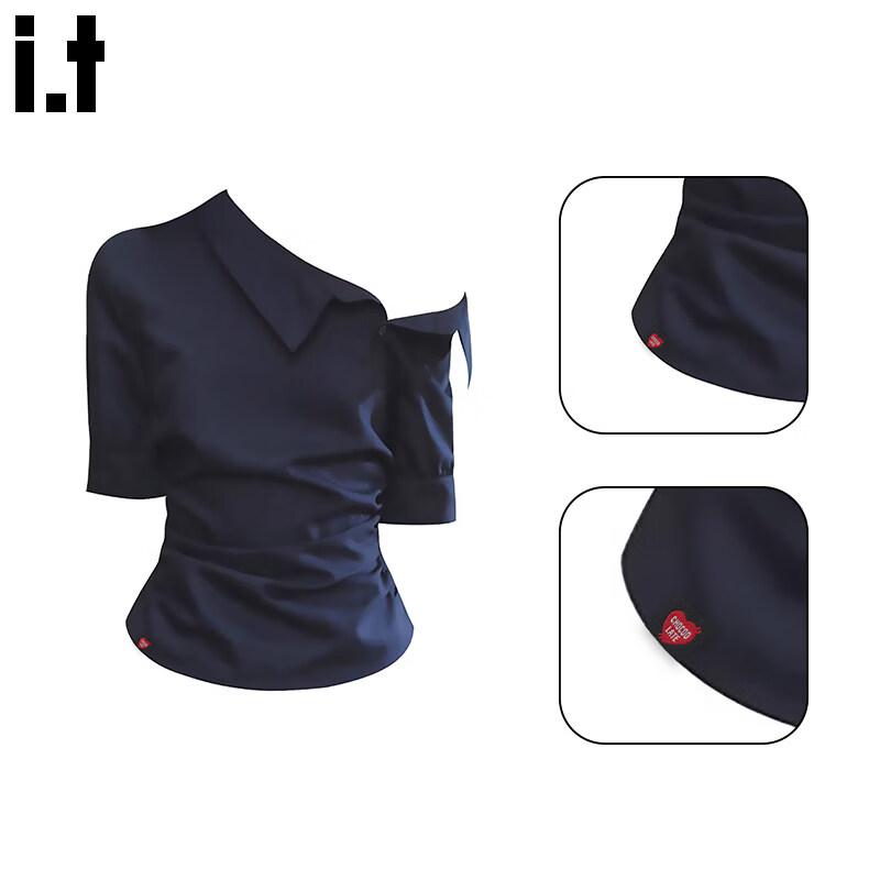 CHOCOOLATEit Women s Off-Shoulder Slim-Fit Summer Top M темно-синий