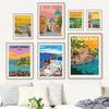 Spanien Amalfiküste Santorini Französische Riviera Italien Druck Kunst Leinwand Poster Für Wohnzimmer Dekoration Zuhause Wandbild