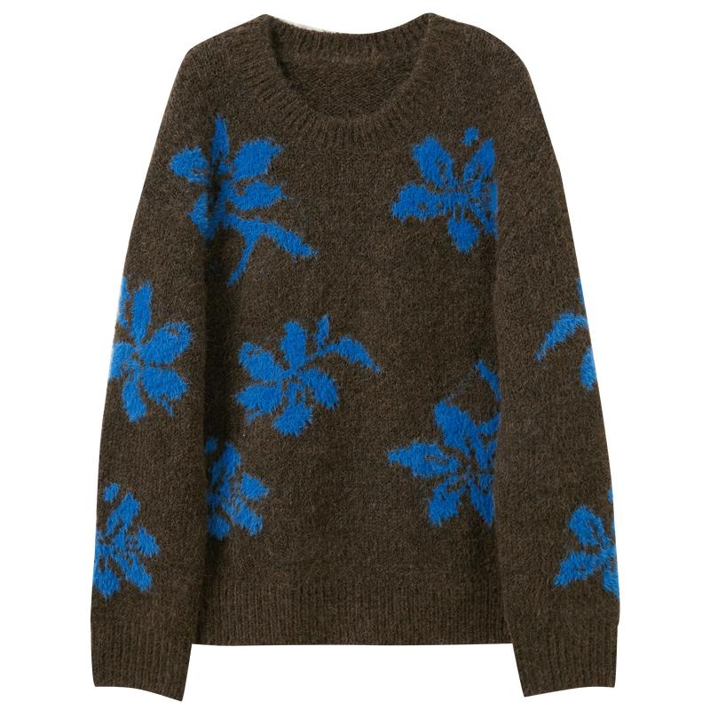 Sancai Women's Floral Knit Sweater