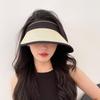 Women's Summer Wide-Brimmed Open-Top Straw Hat for Face and Sun Protection, Outdoor Cycling UV Protection Sun Hat with Black Coating