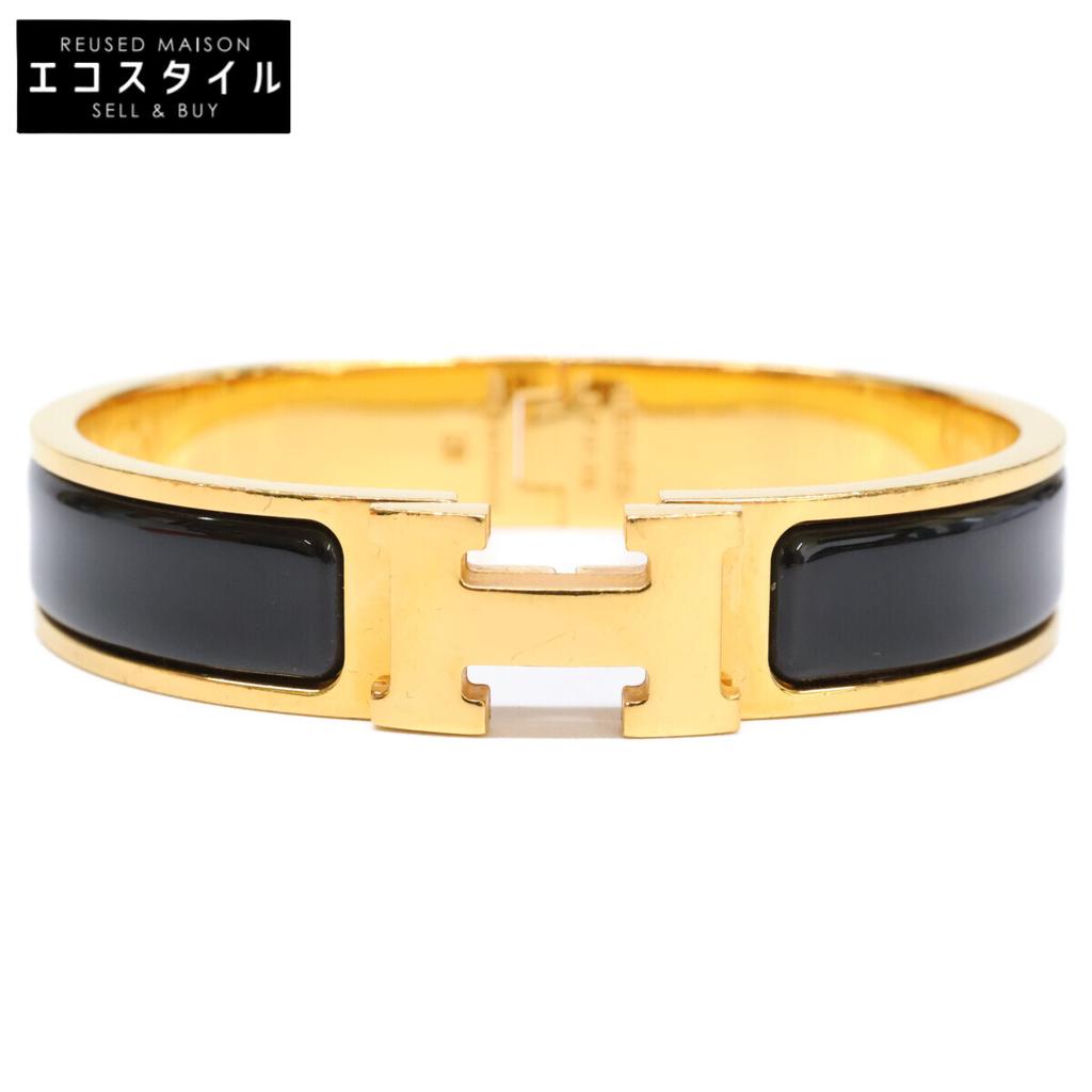 HERMES H700001 Click H Bangle Black / goldUsed
