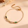18K Gold-Plated Square Stone Titanium Steel Bracelet for Women - Elegant & Versatile