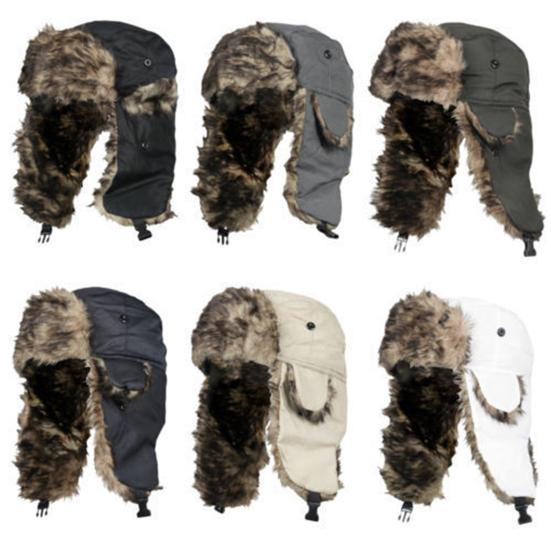 Trappermütze Unisex Verstellbar Kunstfell Winddicht Outdoor-Hut für Winter
