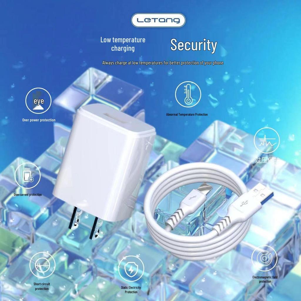 3C Certified Fast Charger Set: 2A USB-C & Apple Compatible Charging Cable