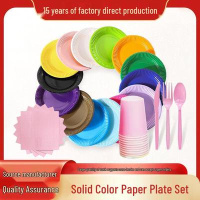 Colorful Disposable Party Set: Plates, Cutlery & Cups for Birthday or Picnic
