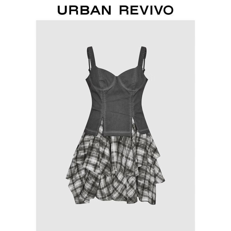 

UR Women s Spliced Plaid A-line Mini Dress S