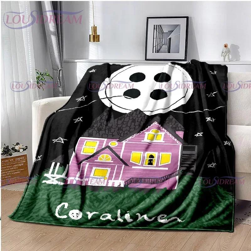 Decke mit Coraline-Druck im gotischen Stil, Animation, Kinderdecke, Familie, Nickerchen, Sofadecke, Bett, warme Decke, weiche Tagesdecke