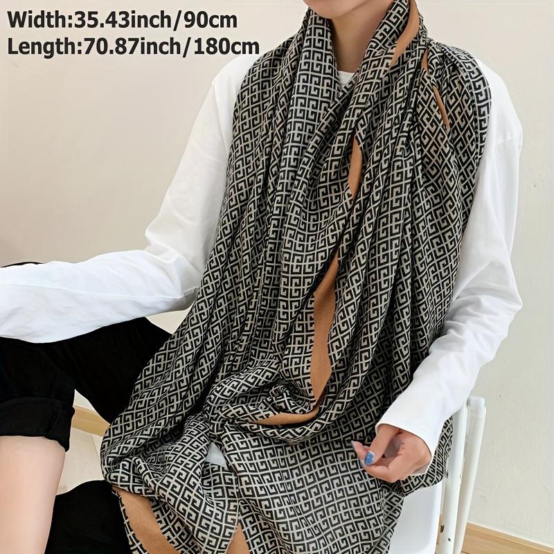 Large Size Geometric Pattern Scarf Stylish Versatile Soft Comfotable Shawl Autumn Winter Breathable Coldproof Neck Scarf