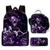 Hot Selling Skull Backpack Three Piece Set Printed Primary and Secondary School Backpack Meal Bag Pencil Case