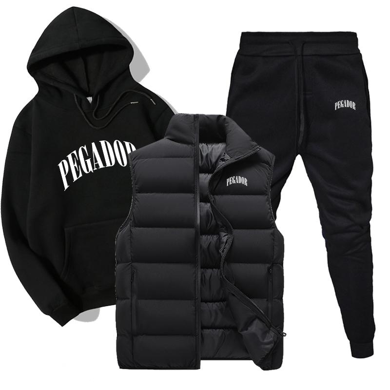 

Мужские и женские повседневные комплекты Жилет + толстовки + брюки Спортивный костюм из 3 предметов Мужской комплект спортивной одежды