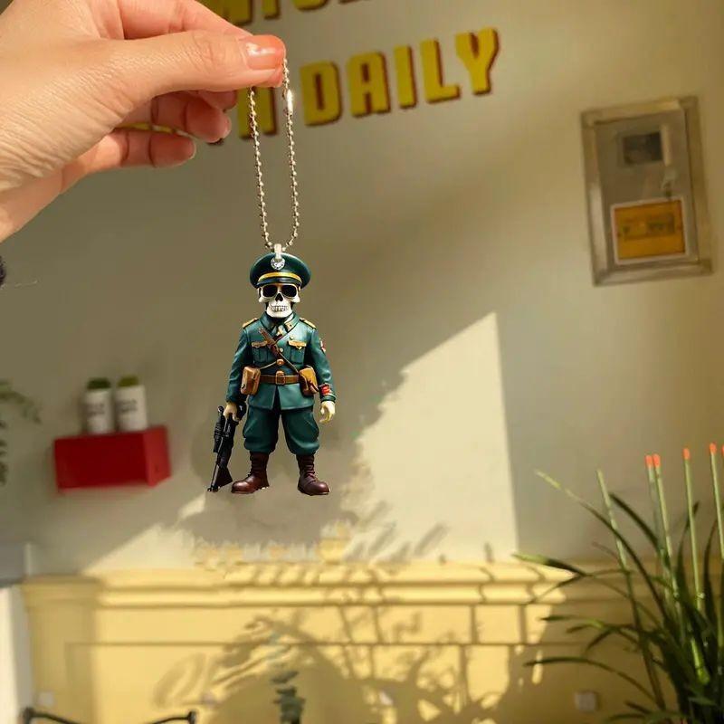 Skeleton Vintage Acrylic Soldier Car Pendant Charming Interior Decoration Accessory