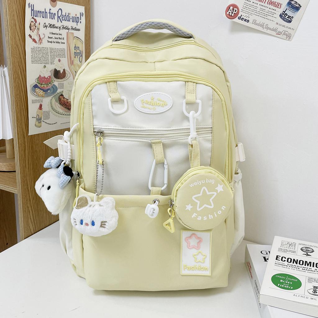 New Heat Transfer Korean Style Large Capacity Backpack for Middle High School College Students Trendy Versatile Travel Daypack