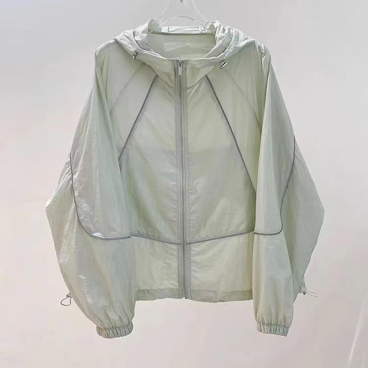 Female Summer Breathable Lightweight Sun Protection Jacket, Loose-Fit Sun Protection Cardigan, Solid-Color Minimalist Windbreaker