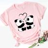 Maycaur Summer Women T Shirt Loose Tops Cute Panda Heart Print Short Sleeve Female Loose Casual T-shirt Ladies Top Tee