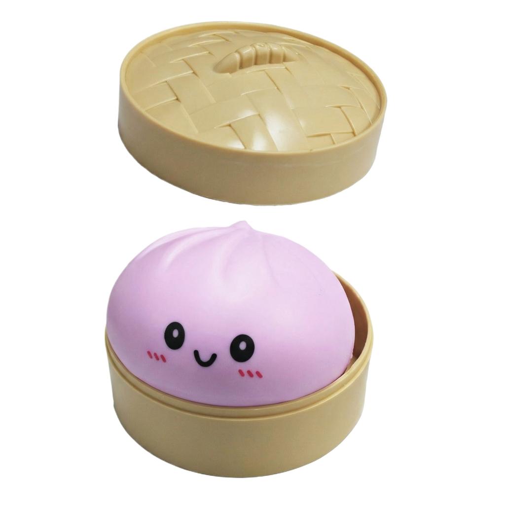 Slow Rising Bun Toy with Steamer Box Simulation Food Design Soft Stress Toy for Kids and Adults