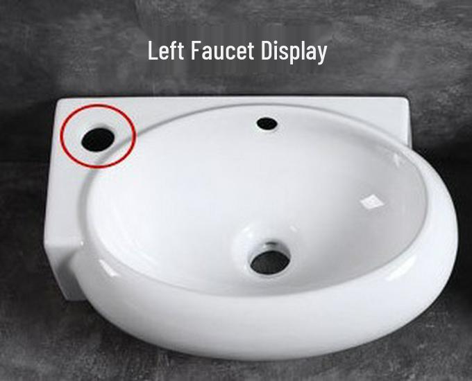 Compact Wall-Mounted Ceramic Washbasin: Small Hanging Art Basin with Left and Right Countertop Options