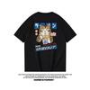 Harajuku Cat Cartoon Graphic Men Tshirt Casual Baggy Short Sleeve T-shirt Japanese Style Oversized T Shirt Y2k Men's Clothing