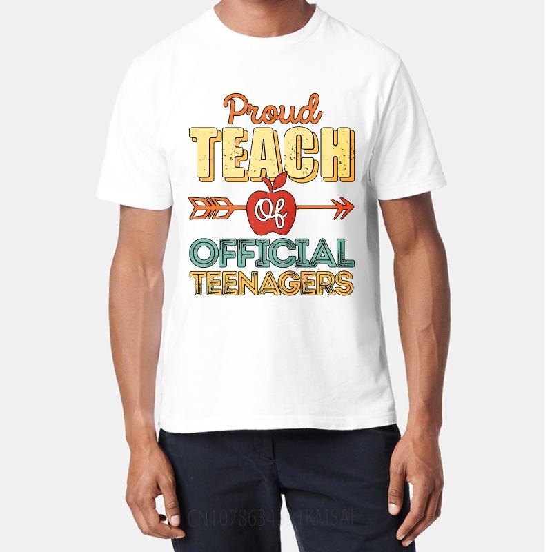 Casual Tshirt Solid Color For Unisex Oneck Tshirt Brand Proud Teach Of Official Teenagers Basic For Him Tshirt Summer Unisex Tees