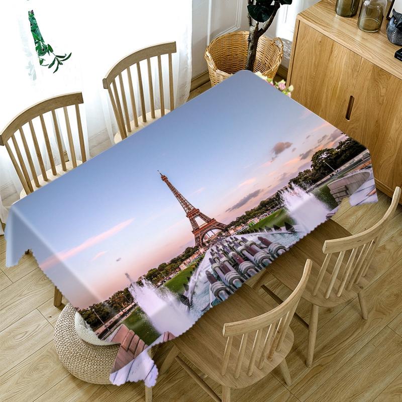 Lighting City Night View Pattern Tablecloth Thicken Cotton Rectangular Round Table Cloth For Wedding Picnic Party