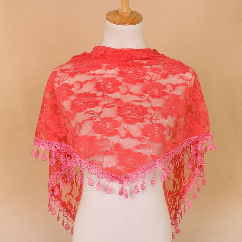 Embroidered Triangle Scarf For Church Shawl Catholic Church Prayer Shawl Sheer Floral Spanish Mantilla Lace Veil Wedding Cape