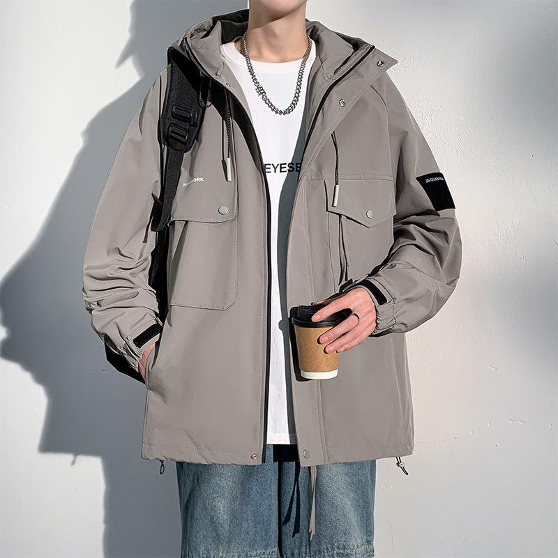 Work Jacket Men's New Spring and Autumn Trendy Handsome Versatile Loose Ins Hong Kong Style Large Size Hooded Jacket