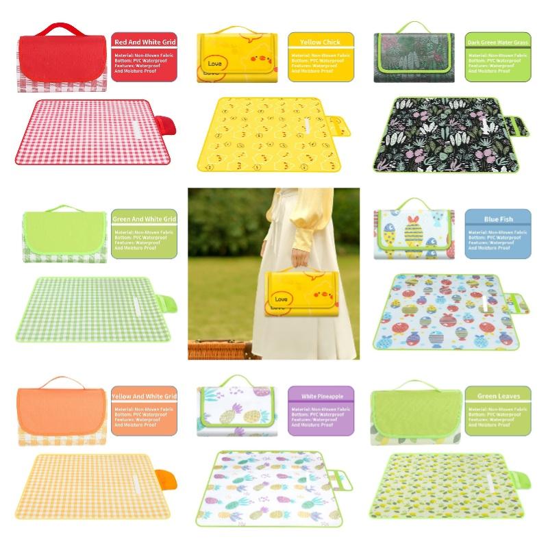 Tragbare Stranddecke Vliesstoff Picknickmatte mit wasserdichter Funktion Grüner Algenprint