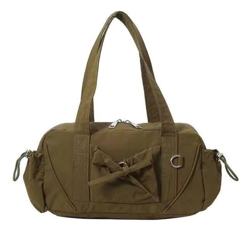 

Portable Bow-adorned Yoga Bag Nylon Large Capacity Travel Bag Lightweight Luggage Bag темно-зеленого