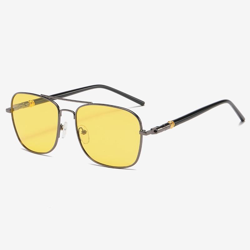 Non-polarized Night Vision Square Sunglasses for Men Women Outdoor Sports Driving Fishing Yellow Lens Metal Frame Adult Eyewear Glasses