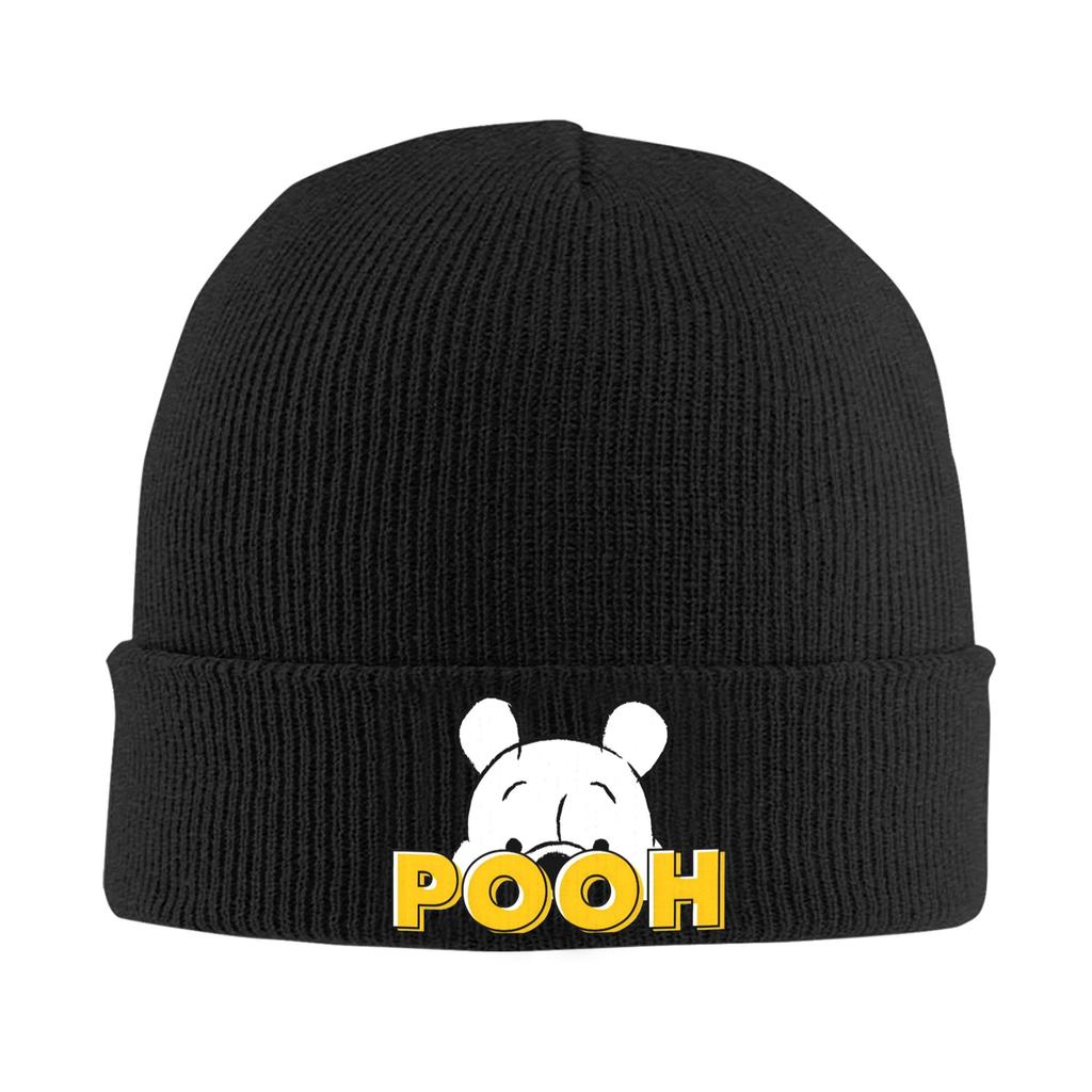 FeUnisex Unisex Winnie the Pooh Beanie Hats Retro Knitted Hat Autumn Winter Hippie Caps Printed Warm Soft Bonnet Hats