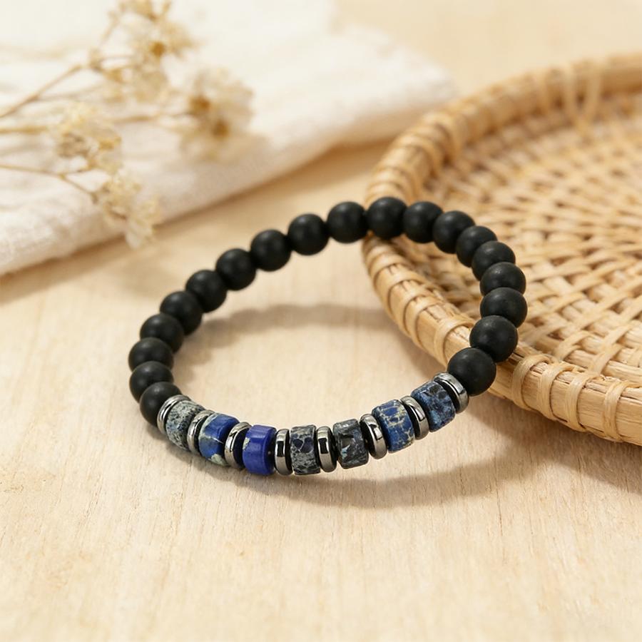 

Fashion Unisex Grade A Natural Stone Strand Bracelet Leisure Versatile Accessories Yoga Meditation Healing Charm Braslet Pulsera темно-синий