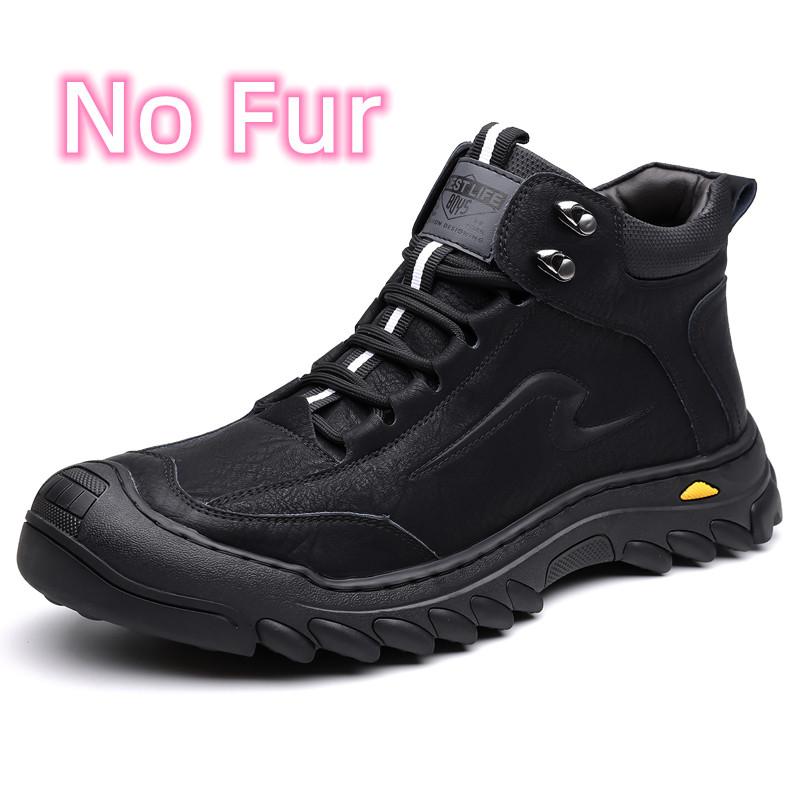 Fashion Men Walking Shoes Winter Thermal Motorcycle Boots for Men Leather Riding Ankle Boots Outdoor Trekking Shoes Non-Slip Men's Boots