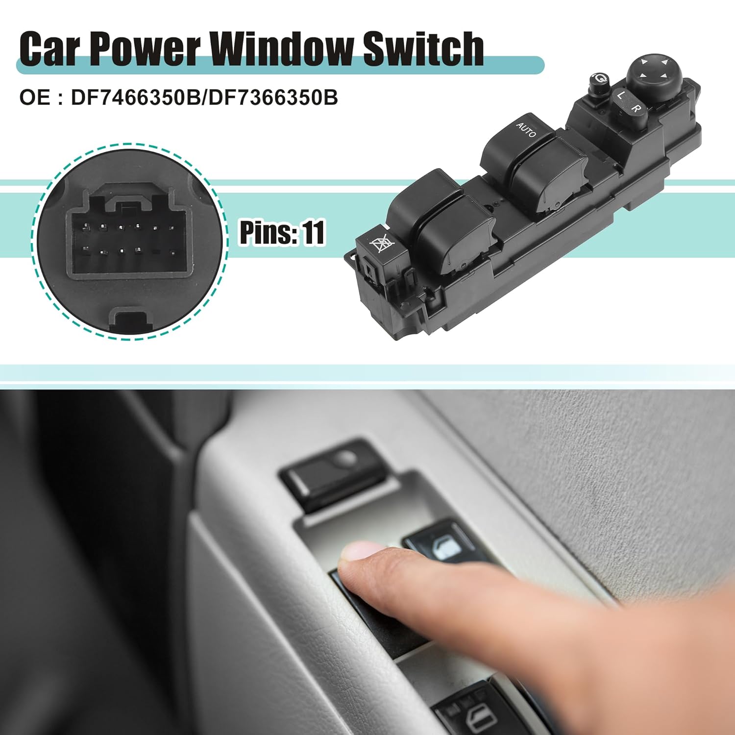 ACROPIX Front Left Driver Side Power Window Switch Fit for Mazda 2 M2 2007-2013 No.DF7466350B - Pack of 1 Black
