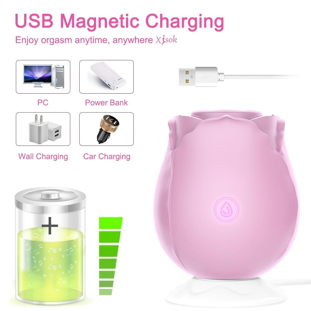 ALWUP Rechargeable Rose Shape Massage Vibrator, 10 Suction Modes, USB Magnetic Charging, Adult Products Sex Toys
