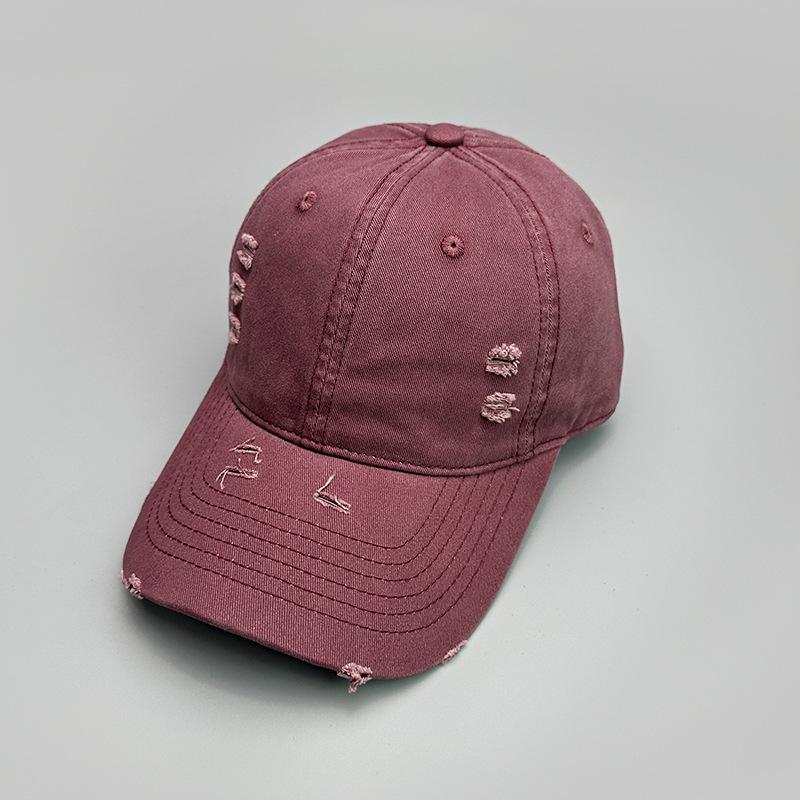Ripped Wind Embroidery Letters Solid Color Baseball Cap Men'S And Women'S Retro Street Versatile Sunshade Cap