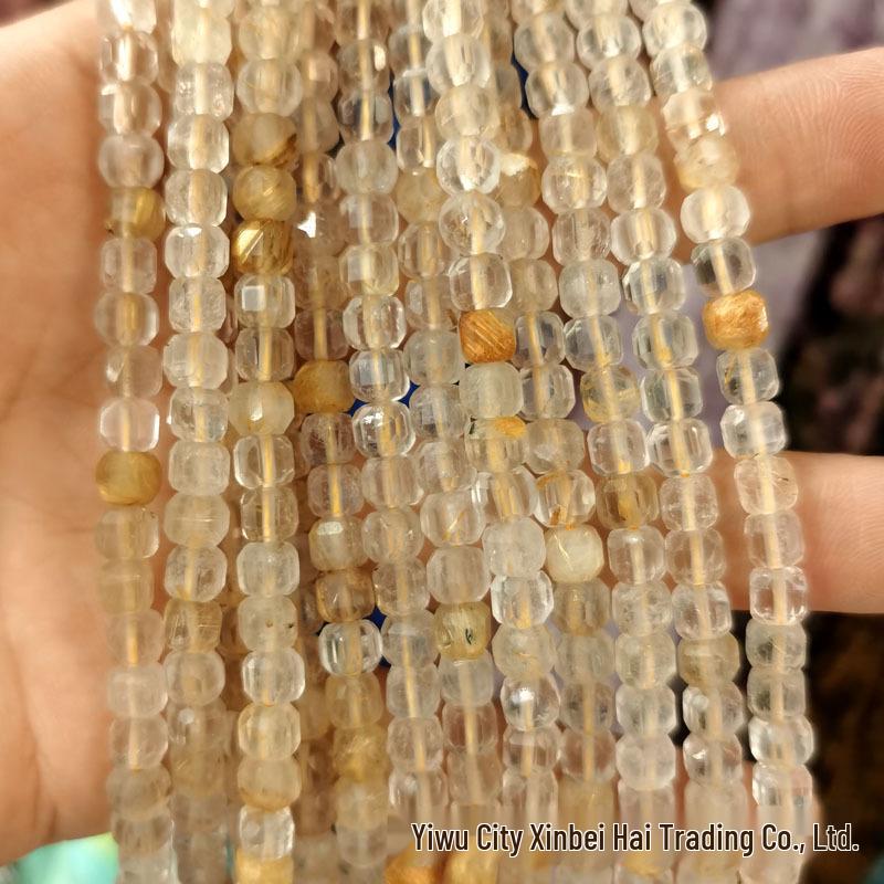 4x4mm Natural Stone Faceted Square Beads: Amethyst, Tourmaline, Garnet Jewelry Accessories