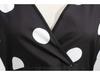 Z Women's V-Neck Polka Dot Sleeveless Tie-Waist Retro Summer Swing Dress
