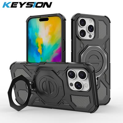 KEYSION Coque Magnétique Antichoc pour iPhone 16 Pro Max Support Anneau Métallique Vertical Live Housse de Téléphone pour iPhone 15 Pro Max