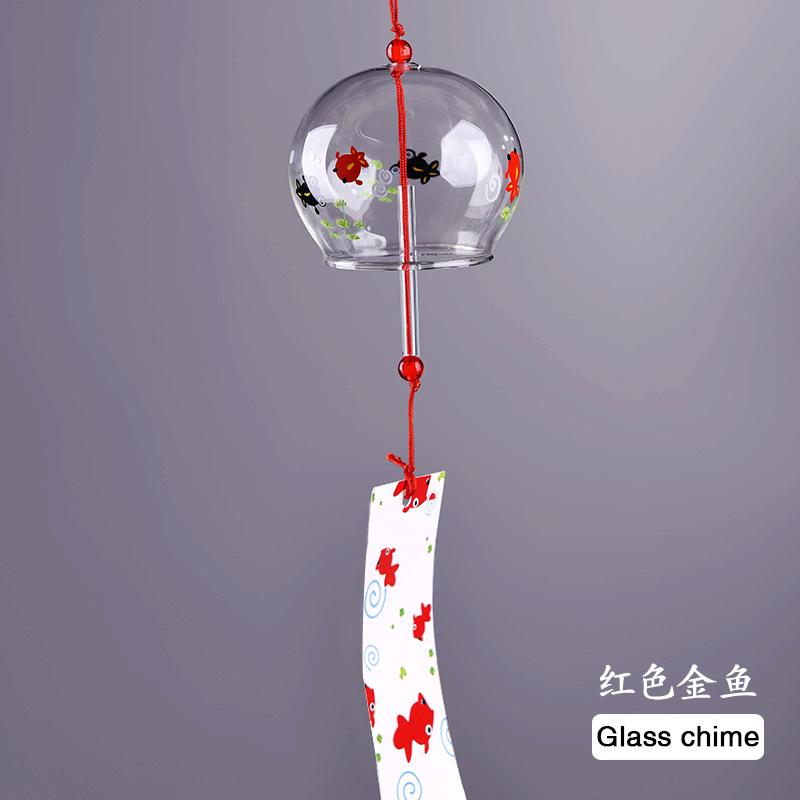 Japanese Style Cute Wind Chime Handmade Glass Painted Hanging Ornament Creative Gift for Girls