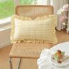 Lotus Leaf Skirt Edge Ruffled Edge Pillowcase Plaid Print Art Cushion Cover  Home Decoration