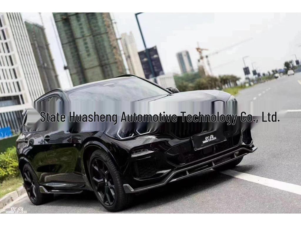 BMW X5 G05 Carbon Fiber Black Warrior Kit: Head Shovel, Front Lip, Side Skirts, Rear Wing, and Corner Spats.